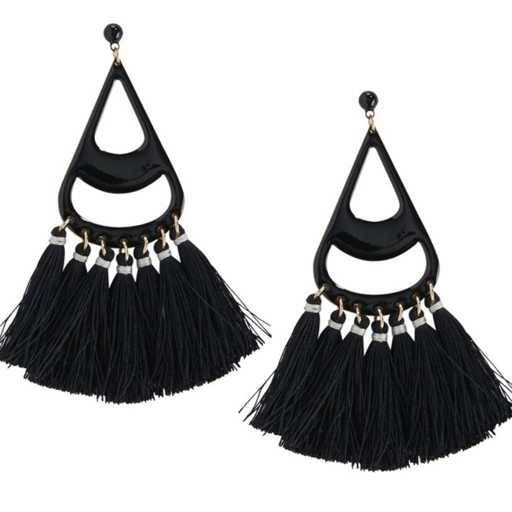 Vineyard Vines Multi Tassel Black Earrings